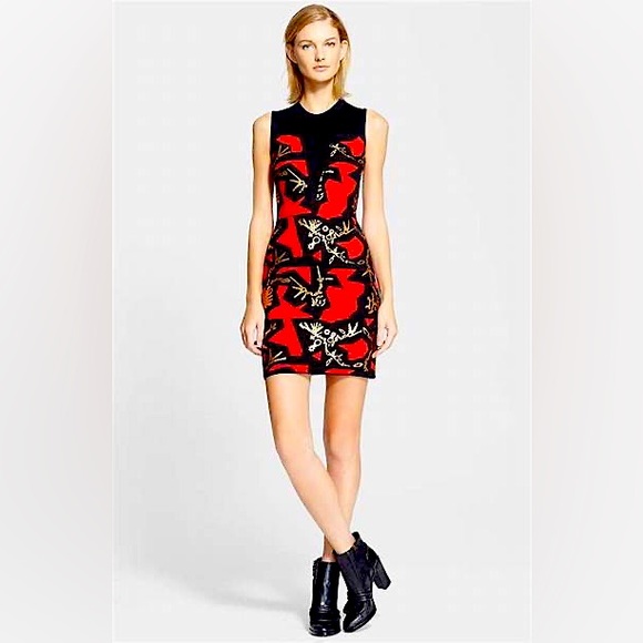 Nwt KENZO Monster Foil Body Con Dress size Large